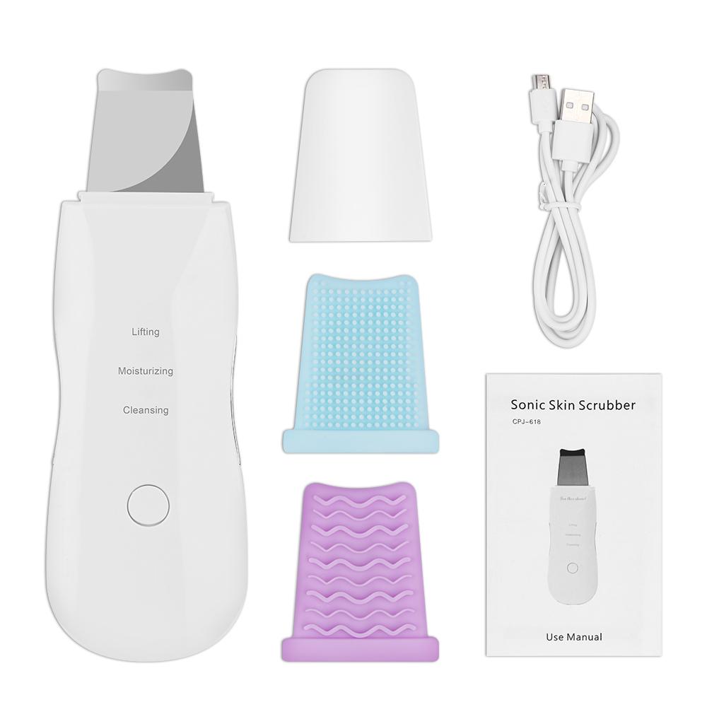 Ultrasonic Skin Scrubber Facial Spatula Blackhead Remover Deep Face Cleaning Lift Machine Peeling Shovel Pore Cleaner Face Massa