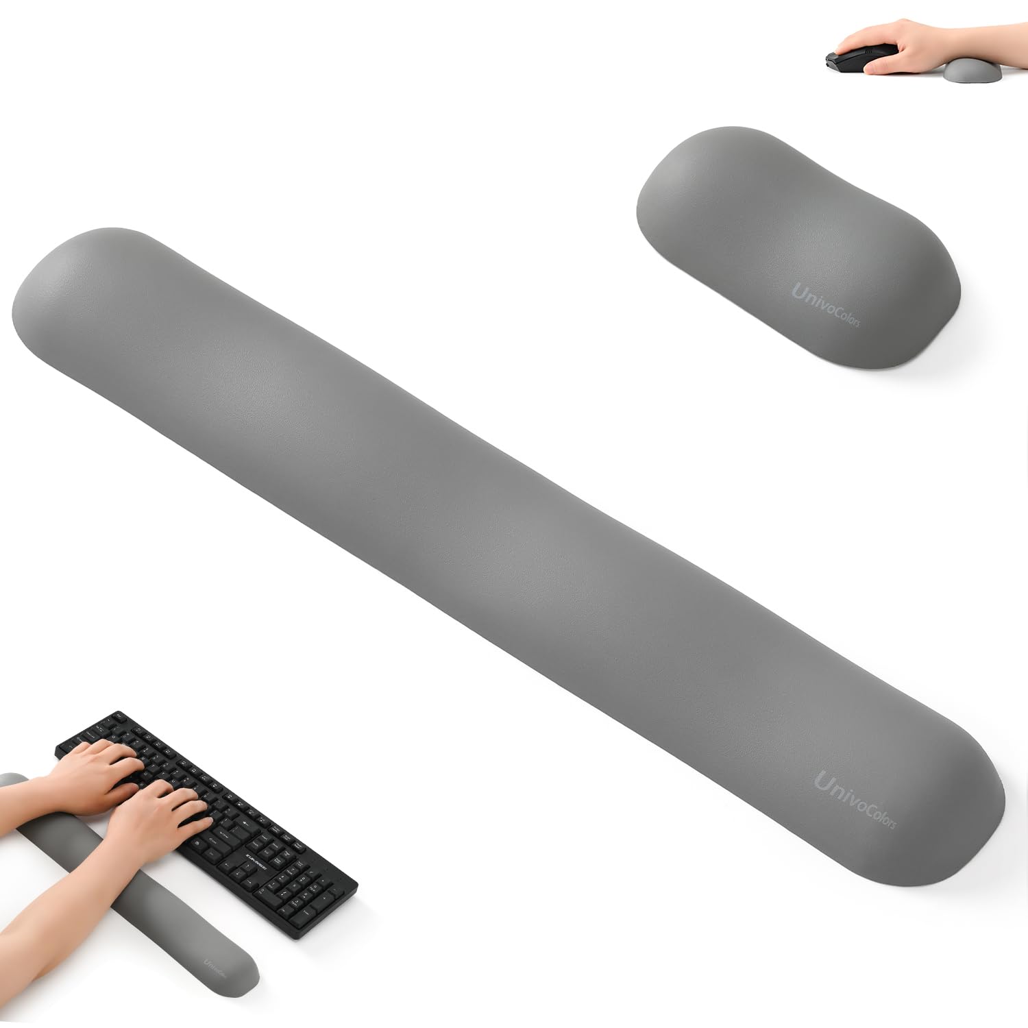 

UnivoColors Memory Foam Mouse Keyboard Wrist Premium PU Fits Laptops and Reduces Disperses Relieves Wrist and Has a Ideal for PC Gaming and Office