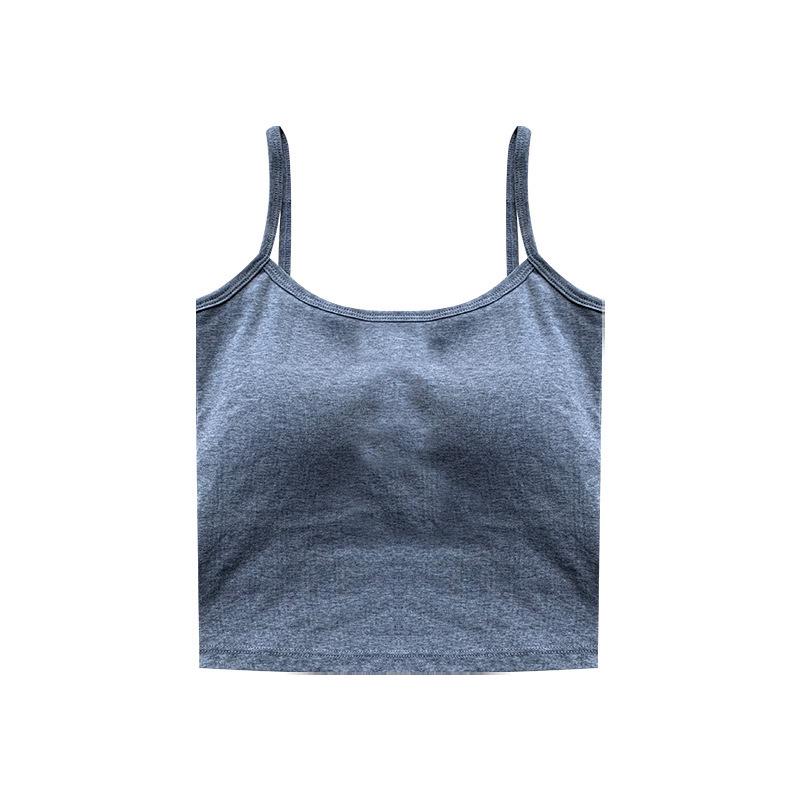 Korean Style Pure Cotton Camisole with Chest Pads - Bodycon Solid Color Beautiful Back Vest Top