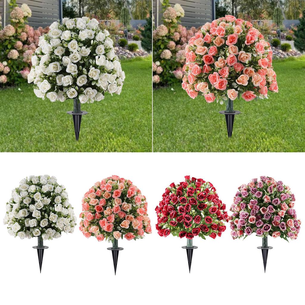 Fake Rose Plants with Layered Petals Artificial Greenery Shrubs Outdoor Indoor for Patio Porch Garden Floral Arrangements