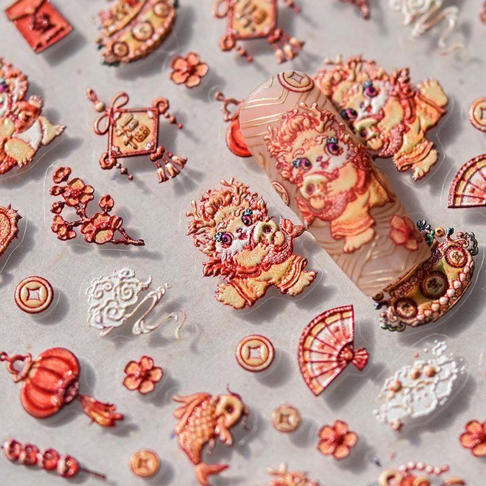 Neujahrs-Nagelanhänger, chinesische Neujahrs-Nagelaufkleber, chinesische Nageldekorationen, Neujahrsparty