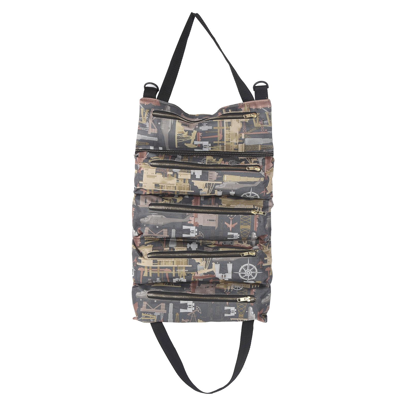 Oxford Cloth Roll Up Tool Bag MultiPurpose 5 Zipper Pockets Organizer Carrier Bag