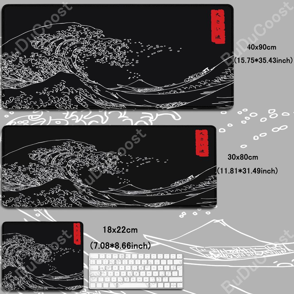Japanese The Great Wave of Kanagawa Large Gaming Mousepad 800x300mm Gamer Keyboard Lock Edge Desk Mats Office Laptop Accessories
