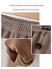 Mid-aged and Elderly Women's Fleece-Lined Straight Leg Pants - Elastic Waist, Autumn/Winter Casual Wear