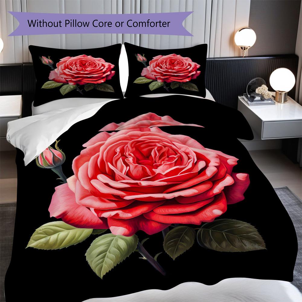 

1PC Rose pattern Bedding Quilt Set Quilt Cover Pillowcase Home Decoration Birthday Gift (1 * duvet cover + 22 * pillowcase, without core) 135x200cm