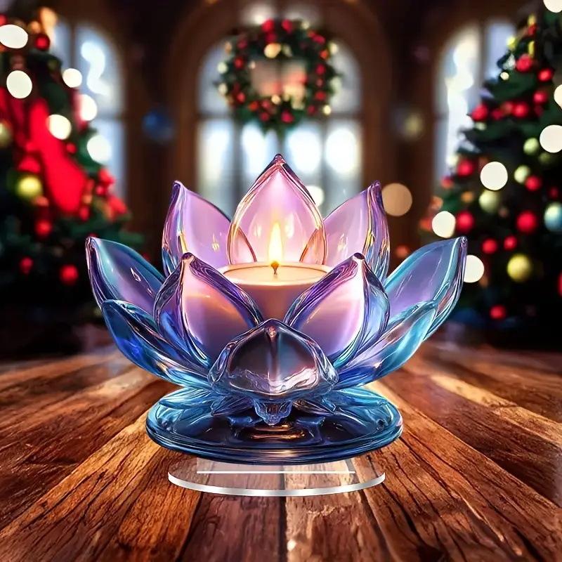 

2D Flat, Acrylic Lotus Lantern Desktop Decoration, with Base, Suitable for wall decoration, porch, room, villa, accents Home, Hallway, or Workplace - 20*16CM
