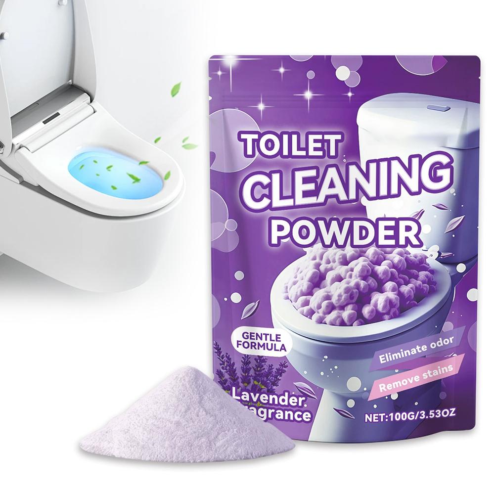 

100G 1/2PCS Purple Toilet Bowl Cleaner Powder Stain Remover Descaler Deodorizer Fast Acting Fresh Scent Easy Use Safe Deep Clean 1PC