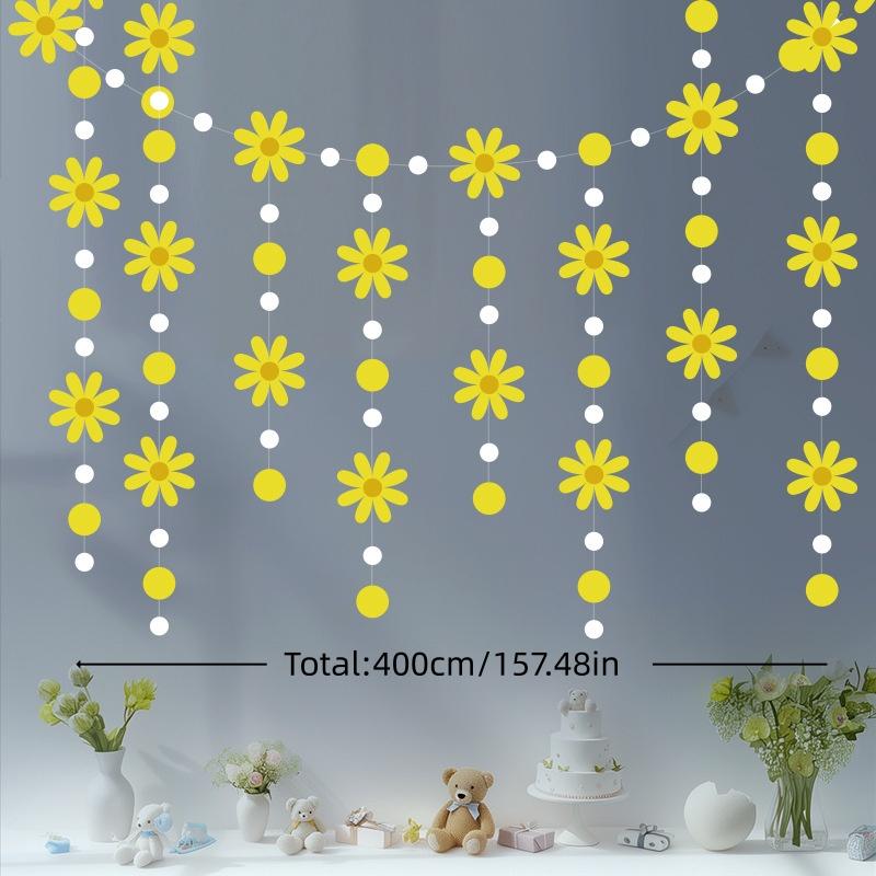 1pc Korean StyleinsWind Daisy Flag Flower Garland Children's Birthday Party Decoration Hanging Ornament Room Decoration