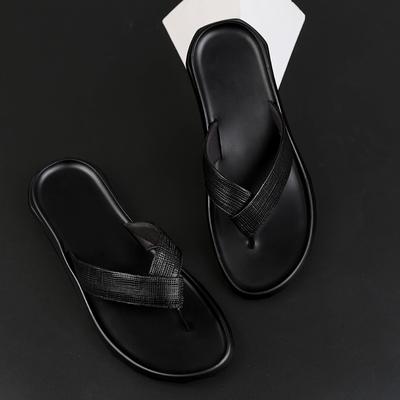 Fashion Handmade Leather Mens Slippers Summer Fashion Men Flip Flops Breathable Outdoor Slides Comfortable Male Lazy Shoes Comfy Flats