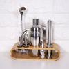 11-teiliges Set Edelstahl Cocktailshaker Mixer Getränke Barkeeper Martini Werkzeuge Bar-Set mit Holz