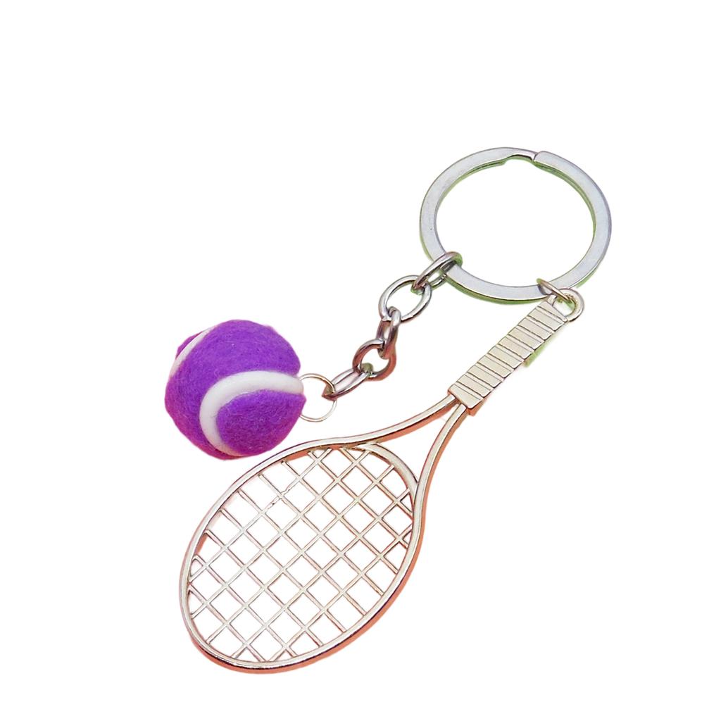 Realistic Tennis Racket Keychain Stylish Zinc Alloy Keyring Handmade Sporty Accessory Gift For Sports Enthusiasts