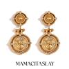 MamacitaSlay Angel Heart Key Coin Drop Earrings Party Design Waterproof Stainless Steel Jewelry Women's Charm Statement Earrings