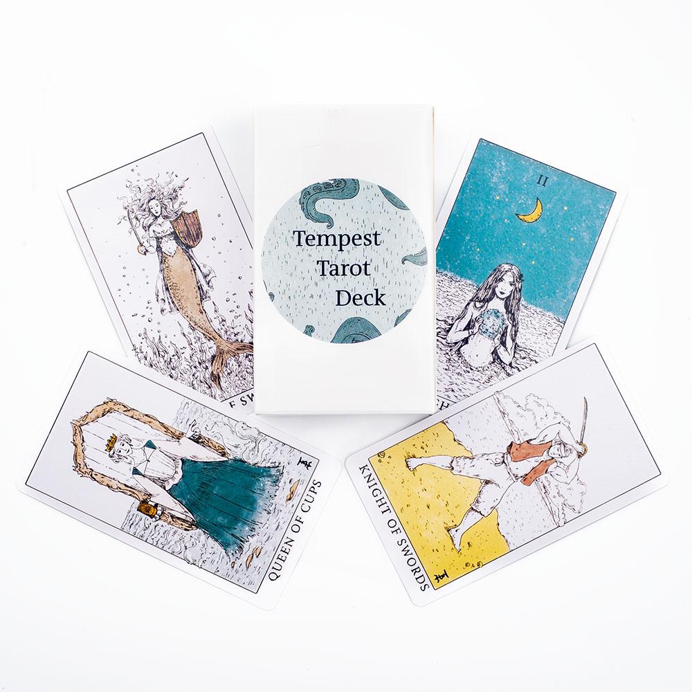 Ocean Themed Tempest Tarot Deck 78 Card Divination Set 10.4*6.1cm Beautifully Designed for Board Games and Tarot Reading