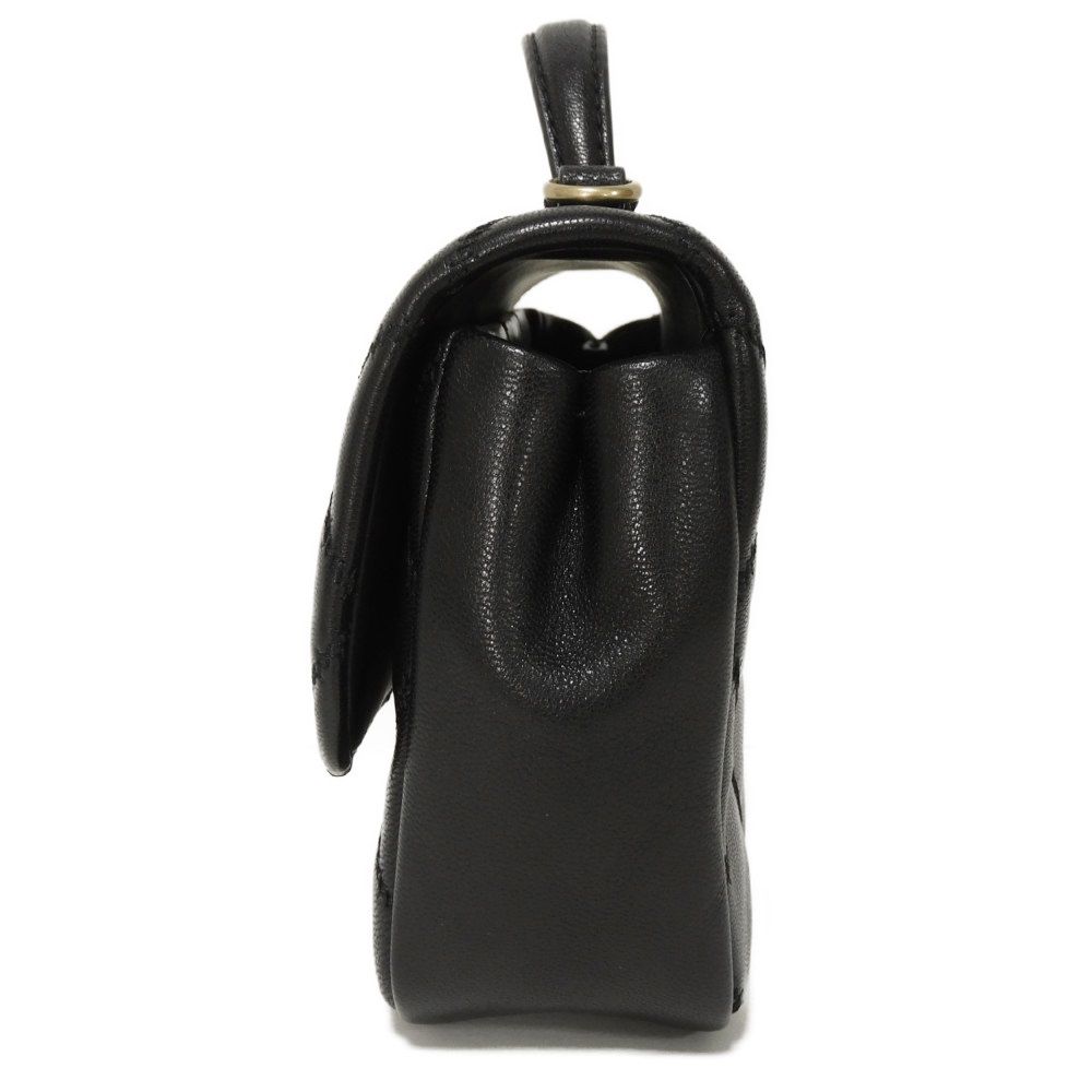 Used Willa Mini Top Handle Bag (10833) 153399 7922 Goat Quilted 2-Way Chain Double T Logo Black Women's from Japan