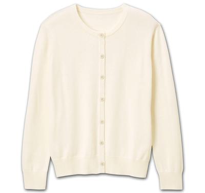 Washable Smooth Cotton Round Long Suitable for Office and Everyday Cold Size White [Anfamie] Cardigan, Blend, Neck, Length, Nurses, Workers, Wear,