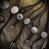 [Tsutael] Navajo design Loop tie/American casual vintage polo tie bolo tie indian jewelry native silver (Wheel)