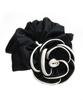 VINGTAINE Camellia Black and Satin Hair Stylish and Scrunchie, Bicolor, White, Tie, Cute, Gift, HS-191