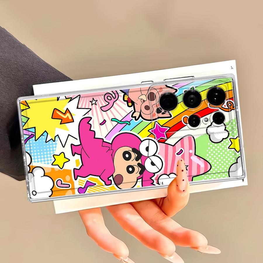 Cute Crayons Shinchan Case for Samsung Galaxy S23 Ultra S20 Plus S22 FE S26 Note 20 Ultra 10 S24 S21 S25 Edge Phone Cover