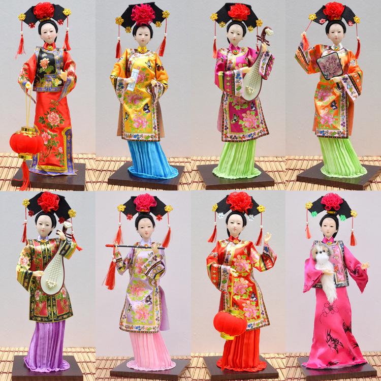Q-Version Qing Dynasty Princess Silk Doll, Forbidden City Manchu Palace Figurine, Chinese Cultural Souvenir & Decor