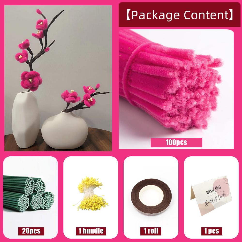 Handmade pipe cleaner Plum blossom set, perfect combination for room decoration, Christmas gifts, holiday parties, art projects