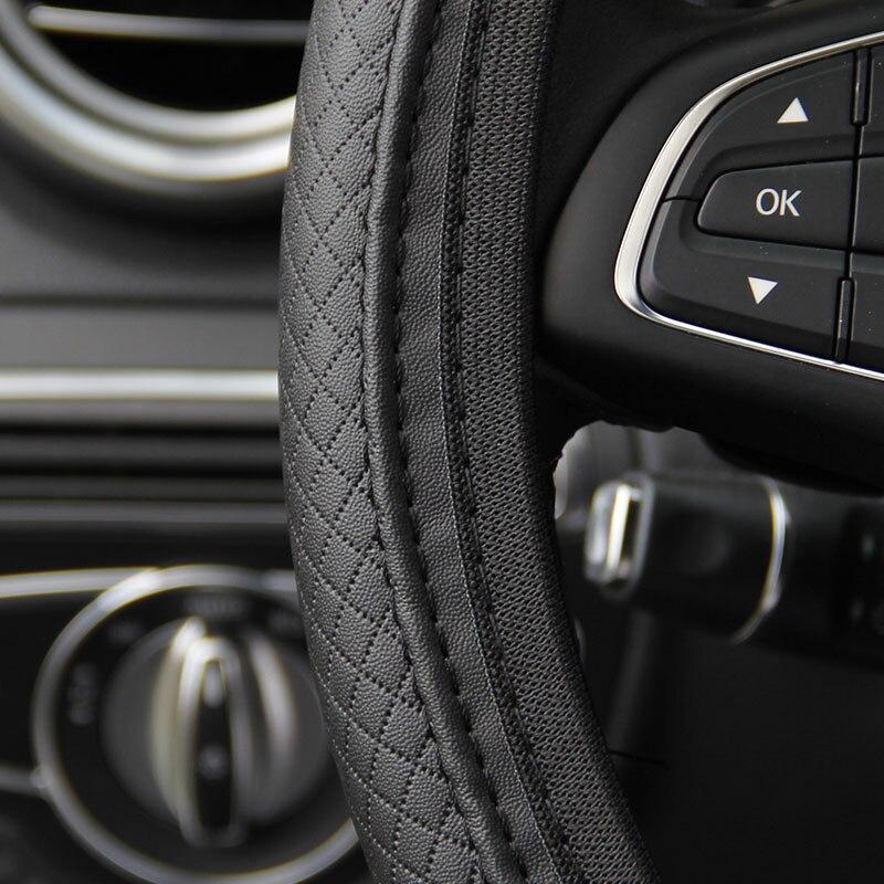 Car Steering Wheel Cover Without Inner Ring Comfortable Soft PU Leather Embossed Three-dimensional 37-38CM Car Accessories