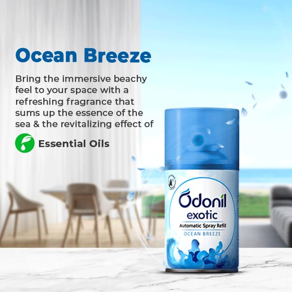 Dabur Odonil Exotic Automatic Spray Refill 225ml Ocean Breeze | 2X Long Lasting Fragrance | Fits All Machines | 2200 Sprays | Lasts Up To 60 Days