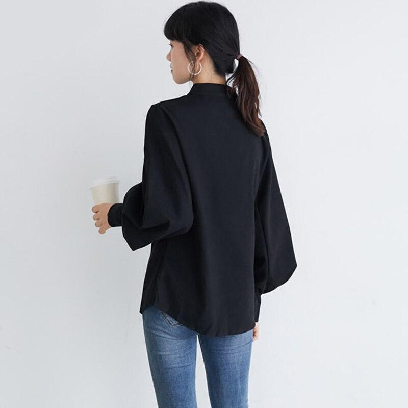 Вінтажні білі сорочки з коміром-стійкою і рукавом-ліхтариком Жіночі осінь-зима Потовщені блузки Жіночі топи