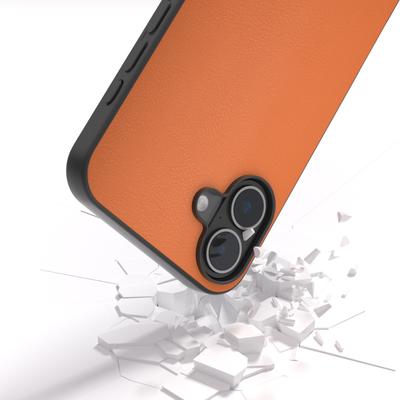 Pro iPhone 16 Plus Pouzdro Odolné proti pádu PU Kůže Potažený TPU+PC Kryt na telefon