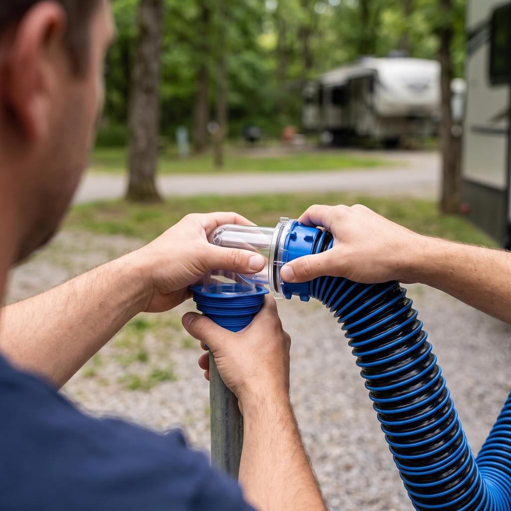 RV Sewer Hose Kit Flexible with Adapter Low-Profile for Motorhomes