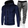 Unisex Fleece-Lined Polka Dot Zipper Hoodie Set for Autumn/Winter