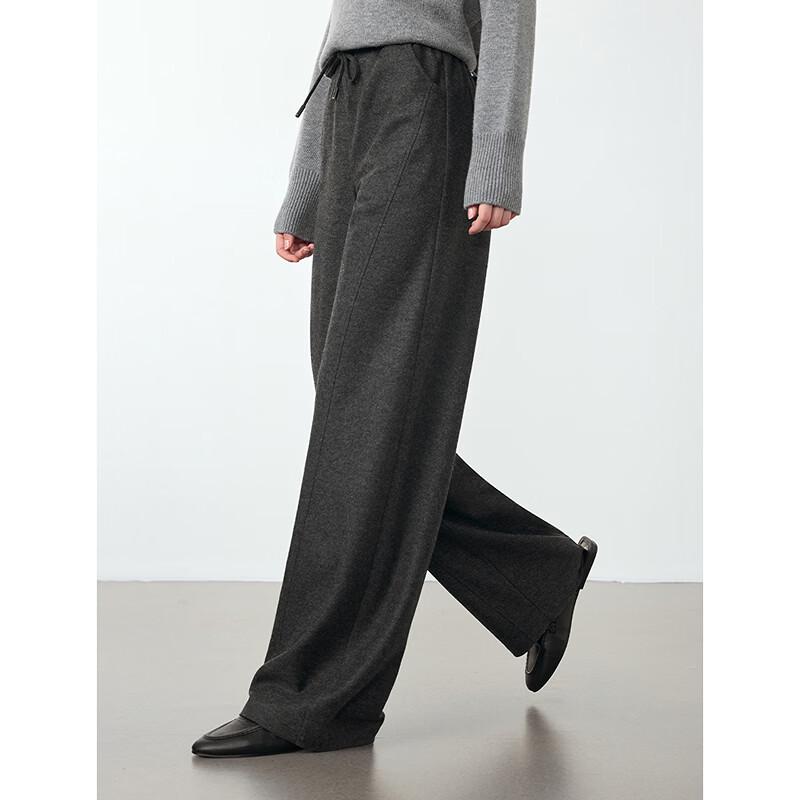 Langzi Women's 100% Wool Wide-Leg Knit Trousers