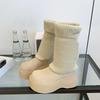 2025 Elastic Knit Sock Boots: Single-Sided Lining, Casual Autumn/Winter, Versatile Streetwear, College Style, Brown.