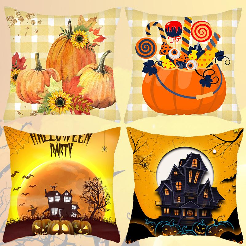 

New Home Products Halloween Pillowcases, Festive Atmosphere, Home Sofa Pillows, Pumpkin Castle Funny Pillows 45*45cm