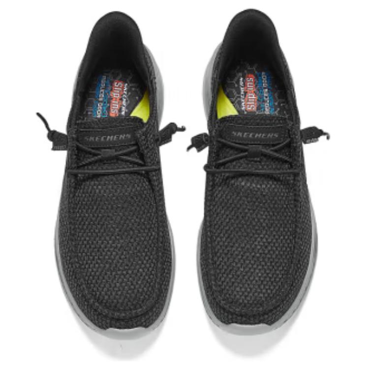 Skechers Scarpe Casual Slade con Suola Morbida Comode Versatili Basse Sneakers Lifestyle Scarpe da Ginnastica da Uomo Nero Grigio 210965-BKGY