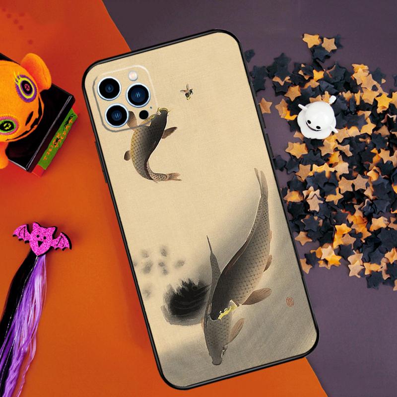 Carp Koi Fish Watercolor Bumper Case For iPhone 16 15 14 Pro Max 11 12 13 Pro Max Mini XR 15 16 Plus 16e Phone Cover
