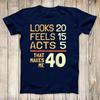 Funny Hilarious 40th Birthday Idea 40 Years Unisex T-Shirt Short-sleeve Round Neck Regular Fit