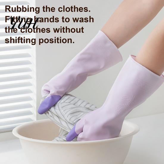 Dish Scrubbing Gloves for Home 2PCS PVC Dishwashing Gloves, Reusable Oil Resistant Cleaning Extended Flexible Waterproof Cuffs Kitchen And Household
