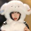 Cartoon Ear Protection Hat Cute Winter Warm Hat Gifts Dog Hooded Scarf  Hiking