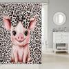 Cartoon Pig Shower Curtain Leopard Bow Bath Curtain for Boys Girls Teens Lovely Animal Cheetah Bathroom Shower Curtain Set