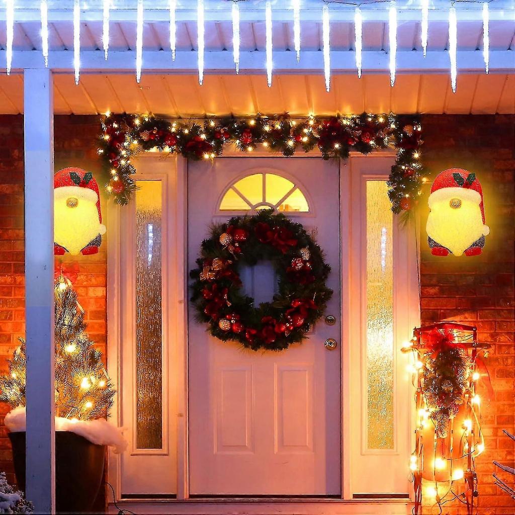 2 Pack Christmas Santa Claus Porch Light Cover Decorations Outdoor,red Lightpost/lamppost Covers For Holidays Home Door Decor - DD