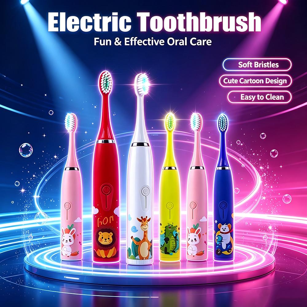 Electric Sonic Toothbrush Soft Hair Waterproof Automatic Toothbrush With Cleaning Replacement Heads
