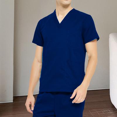 2Pcs/Set Unisex Hospital Uniform Set V-neck Short Sleeve Pockets Tops Elastic Waist Jogger