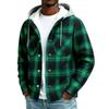 Men's Striped Plaid Casual Loose Button Lapel Long Sleeve Hooded Cardigan Shirt Jacket