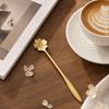 Stainless Steel Long Handle Coffee Spoon Flower Shaped Dessert Mixing Spoon for Kitchen Cafe Home Use Durable Design