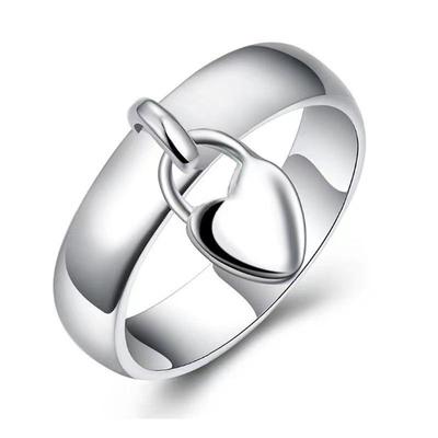 Geometric Heart Pendant Alloy Ring - Women's Gift Jewelry