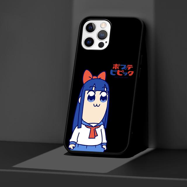 Pop Team Pipi Anime Kılıf Apple Iphone 14 11 13 Mini 12 Pro Max Xr 7 8 +Se 2020 Xs 6 6s Plus 5 5s Siyah Silikon Telefon Kılıfı