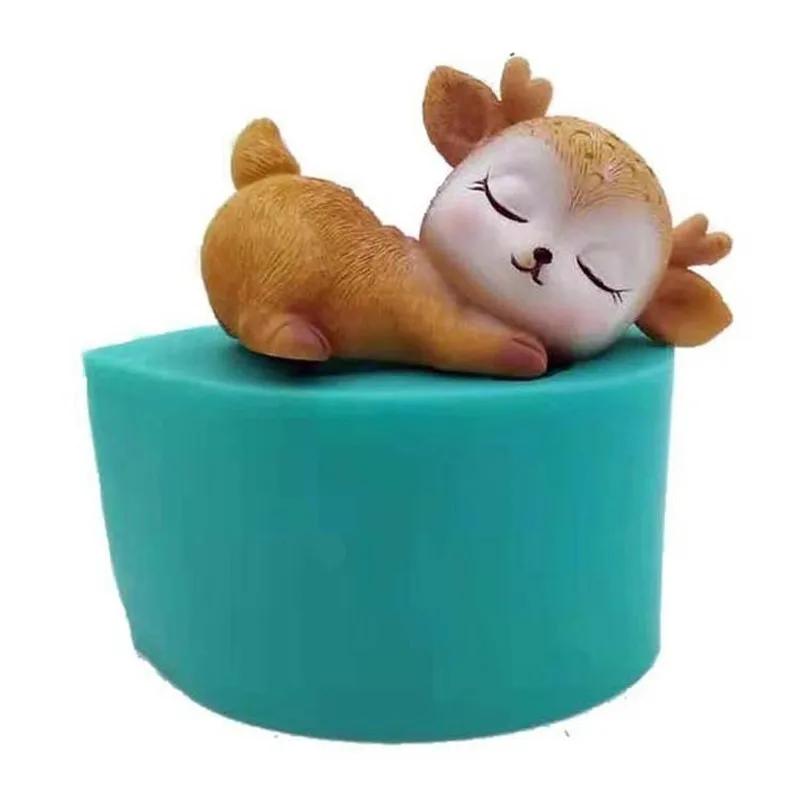 Sika Deer Shape Silicone Mold Cute Pet Cake Chocolate Resin Mold 3D Deer Cake Decorating Tools Soap Candle Mold