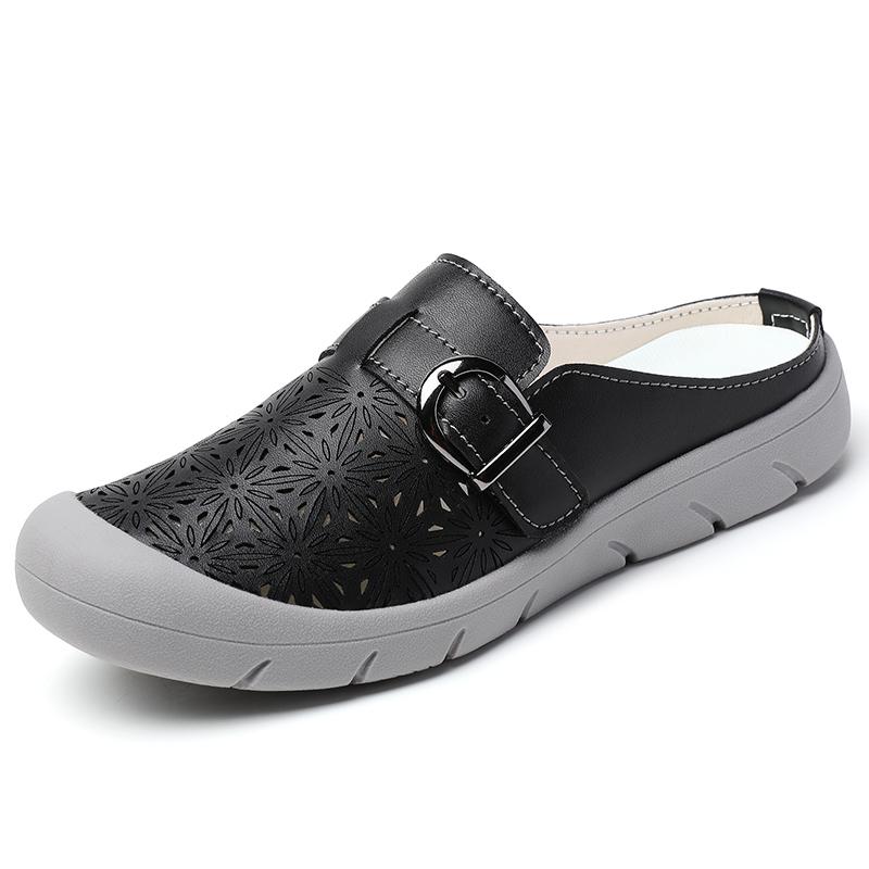 Fashion New Women's Slippers Half Packed Soft Bottom Hollow Out Waterproof Non-Slip Summer Shoes For Middle-Aged And Elderly