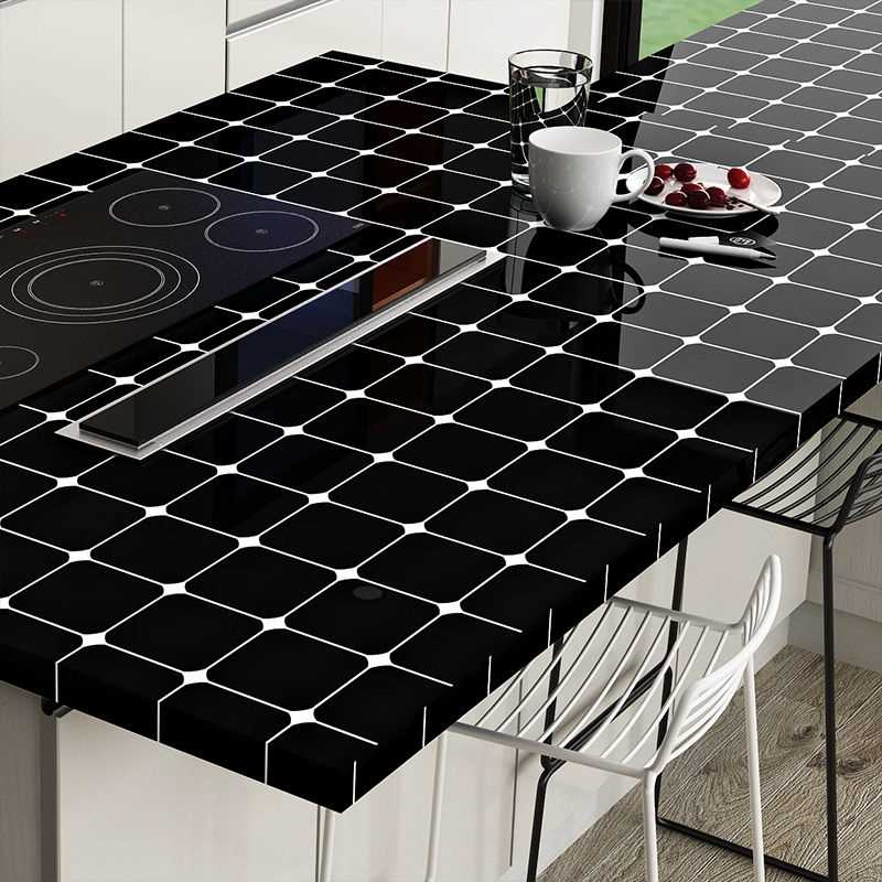 0.4x2M Kitchen Stove Countertop Waterproof Oil-proof Stickers Self-Adhesive Wallpaper Cabinet Door White Lattice Decorative Film