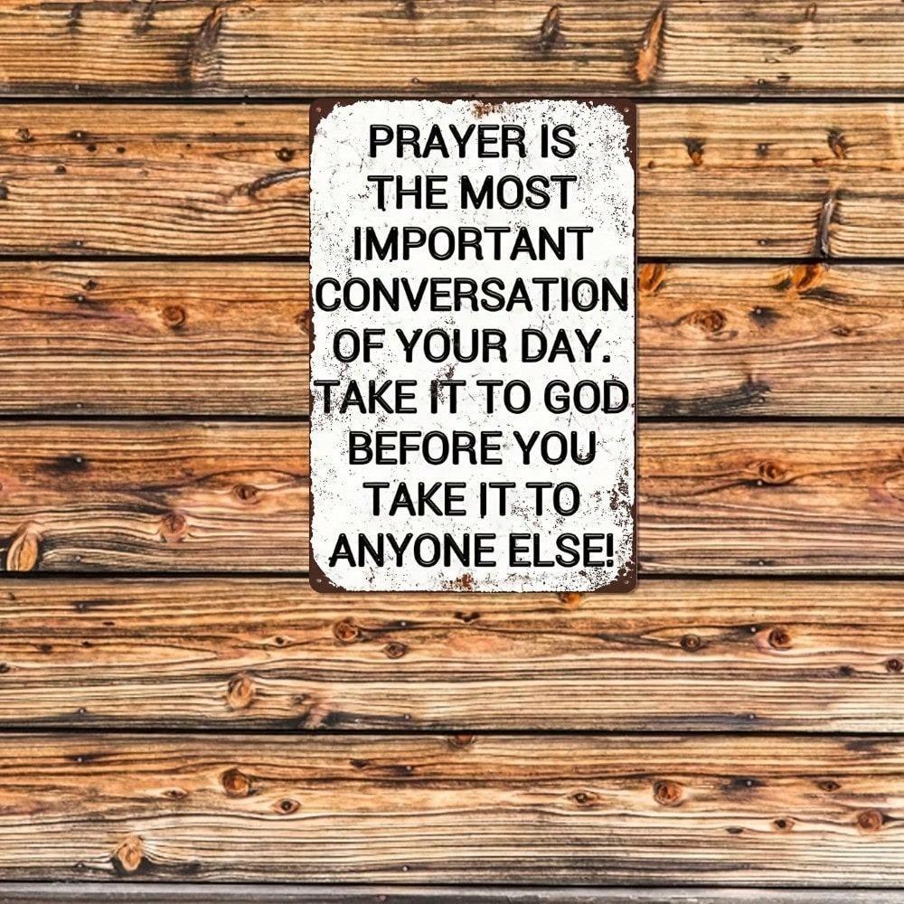Scriptural Tin Sign Rustic Metal Wall Art Vintage Prayer Decor 8x12 Inch Church Inspirational Quote Home